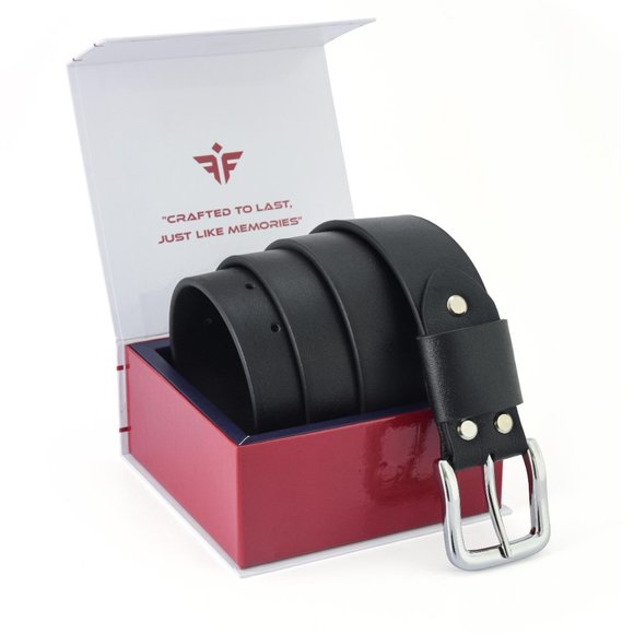 Black Finish Buffalo Full Grain Thick Heavy Leather Belt - Free Personalization - Picture 5 of 14